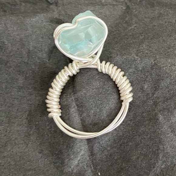 Light Blue Crystal Size 7 Wire Ring - Picture 3 of 7